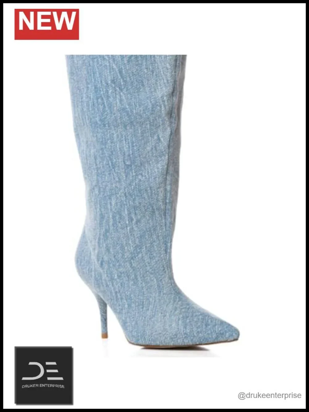 Wide Calf Thigh High Heeled Boots Over Knee Pointed Toe Pull On